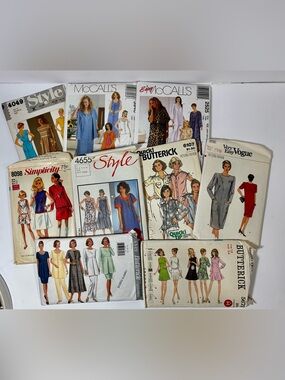 9 Vintage Sewing Pattern Lot - Mixed Brands